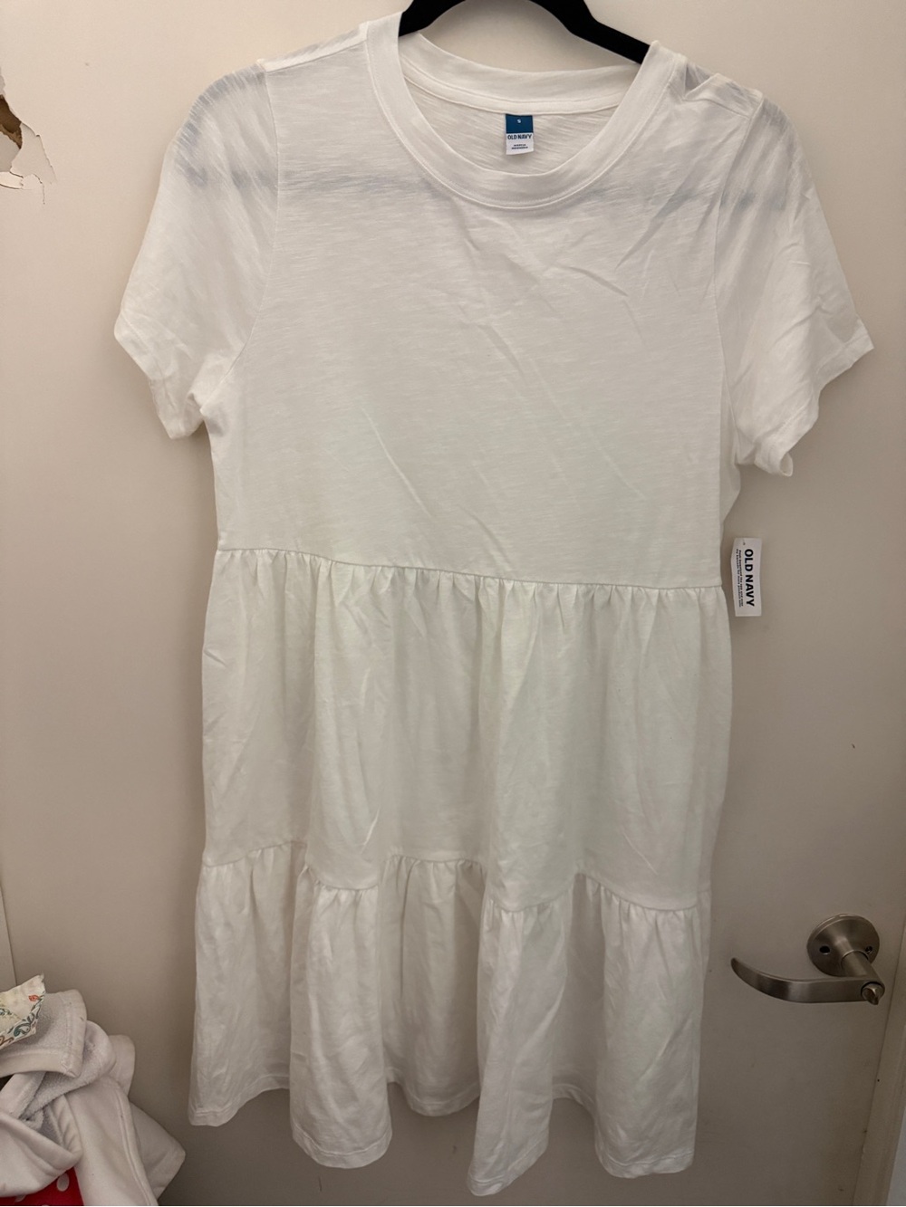 Old Navy White Tiered Short-Sleeve Dress